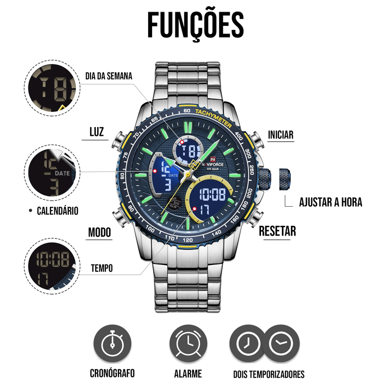 Relógio Masculino PrecisionSport - Luxo e Tecnologia em Quartzo